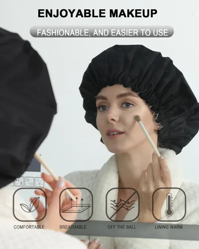 Vista 3 de YIZIJIZI Gorro de ducha, gorras de ducha para mujer reutilizables impermeables, gorras de ducha de dos capas grandes reutilizables adecuadas
