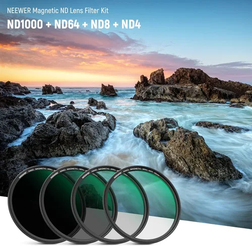Vista 4 de NEEWER Kit de filtro magnético de lente ND de 2.165 in, filtro ND4 ND8 ND64 ND1000 con anillo adaptador magnético y bolsa de filtro, vidrio óptico