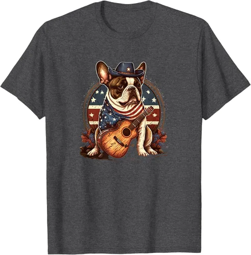 Vista 22 de Camiseta divertida de Bulldog francés con música country y roeo, Negro