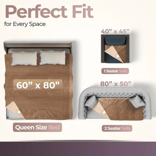 Vista 6 de Sacred Weapon - Manta impermeable para cama – Mini manta Sherpa y forro polar – Manta impermeable para sofá y protector de colchón, absorbente, Beige
