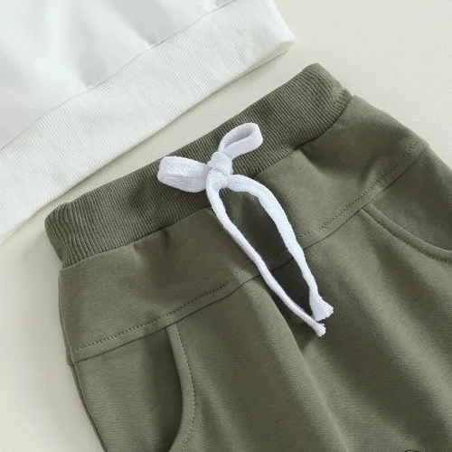 Vista 6 de Ropa de otoño e invierno para bebé niño, con capucha, de manga larga, a rayas, pantalones elásticos para recién nacidos