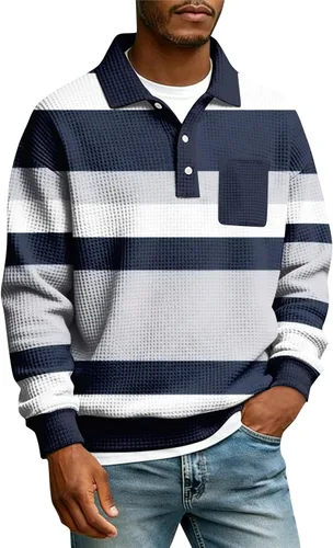 Vista 15 de Camisas de manga larga con botones a cuadros para hombre, con cuello de manga larga, estilo casual, elegante, a cuadros