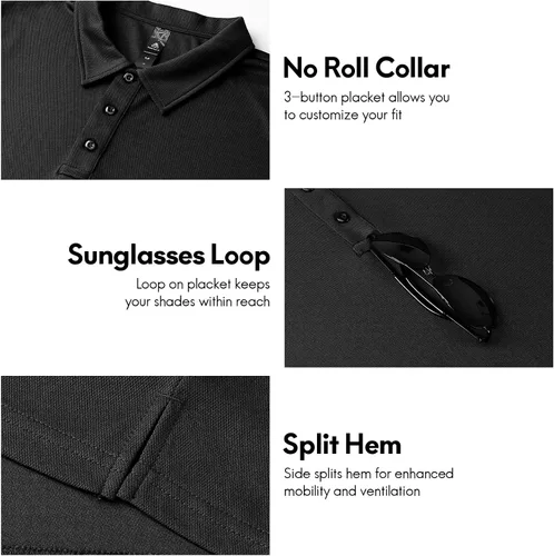 Vista 3 de Haimont Camisas polo de manga corta con cuello para hombre, absorben la humedad, para tenis, negocios, trabajo casual
