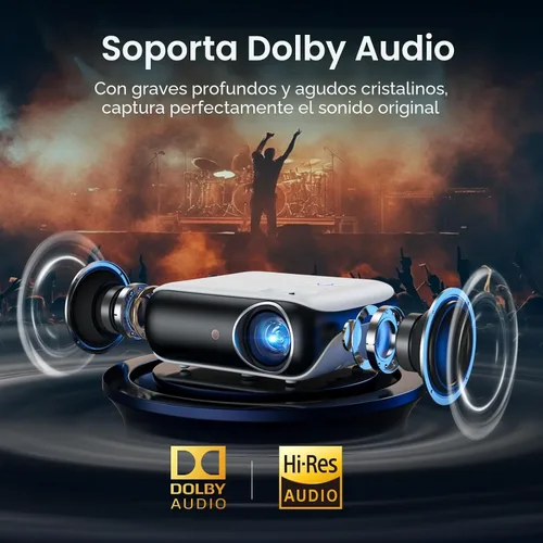 Vista 5 de HAPPRUN Proyector Native 1080P, proyector de cine en casa Bluetooth con altavoz integrado, compatible con teléfono inteligente, HDMI, Fire Stick