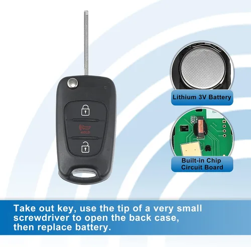 Vista 4 de X AUTOHAUX 3 botones Flip Car entrada sin llave control remoto reemplazo llavero proximidad Smart Fob NYOSEKSAM11ATX para Kia Sportage 2012-2013