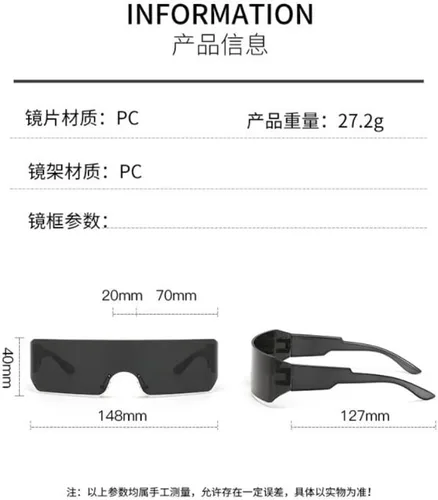 Vista 5 de Gafas de sol envolventes futuristas sin montura de una pieza, a prueba de rayos UV400, gafas de sol deportivas para exteriores para hombres y mujeres