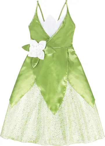 Vista 4 de Kantenia Girls Frog Princess Dresses Kids Halloween Costume Dress Up Birthday Party Outfits with CrownMagicWand 2-10Y