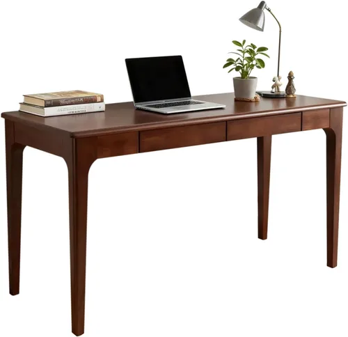 Vista 15 de Escritorio de madera maciza con cajones, pequeño escritorio con cajones para computadora, escritorio de PC para trabajo, estudio o juegos, fácil