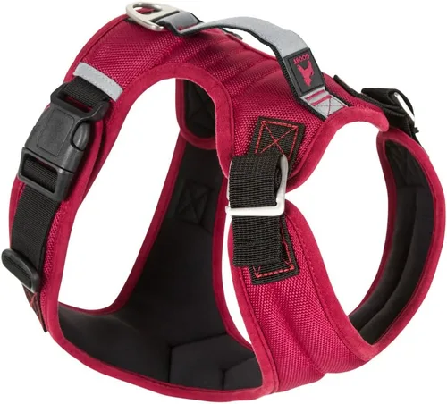 Vista 6 de Gooby Pioneer Arnés para perro con asa de control y capacidad de sujeción del cinturón de seguridad, grande, rojo No-pull front clip; Traffic