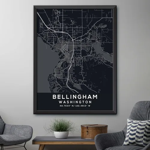 Vista 4 de Map of Bellingham, Washington, Evening (8x10)