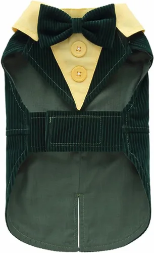 Vista 15 de Esmoquin para cachorro con corbata de moño desmontable, para graduación, boda, uso formal, disfraz de príncipe para perros pequeños (XS, negro)