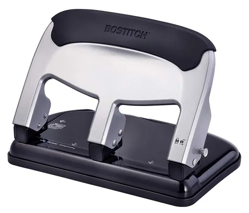 Vista 9 de Bostitch EZ Squeeze - Perforadora resistente de 3 agujeros, capacidad de 40 Negro