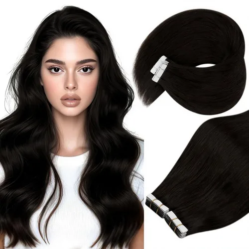 Vista 41 de Ve Sunny Extensiones de cabello humano real con cinta, cabello humano Remy, lacio, doble cara, color marrón oscuro, balayage, rubio dorado oscuro
