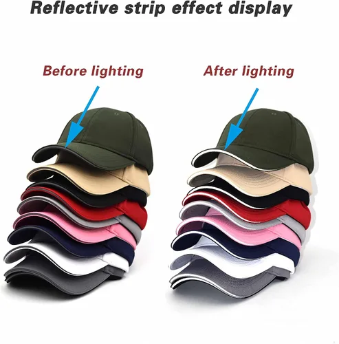 Vista 6 de TSSGBL Gorras de béisbol de alta calidad con estructura lisa ajustable de moda en blanco con ala de sándwich reflectante, Medium-X-Large