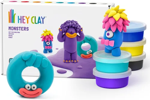 Vista 8 de HEY CLAY Colorido modelado de arcilla seca al aire para niños 6 latas con divertidas instrucciones interactivas aplicación - Actividades para niños