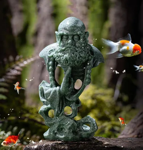Vista 3 de livelyfish Estatua de Buda meditante, pecera, estatuas de Buda zen, figuras de pensador de piedra arenisca para acuario, jardín, decoración
