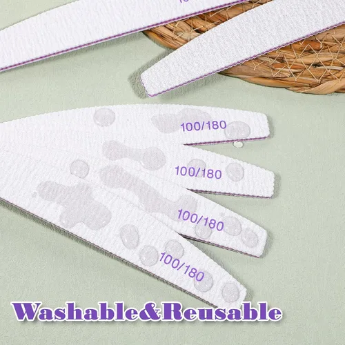 Vista 3 de 150 limas de uñas 100/180 para uñas de los pies, grano 100/180, limas de uñas y pulidores, herramienta de manicura de doble cara para uñas