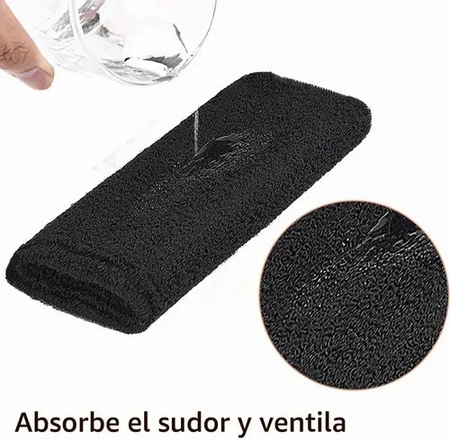 Vista 5 de WILLBOND 2 muñequeras de 6 pulgadas para hombres y mujeres, bandas de algodón atléticas de humedad para tenis, baloncesto, correr