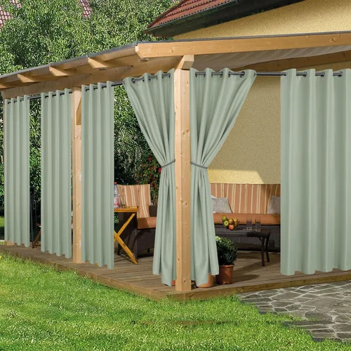 Vista 29 de HolidayIdeas Cortinas impermeables para patio, 4 paneles, 54 x 84 pulgadas, protección de privacidad y filtrado de luz, cortinas exteriores con Negro
