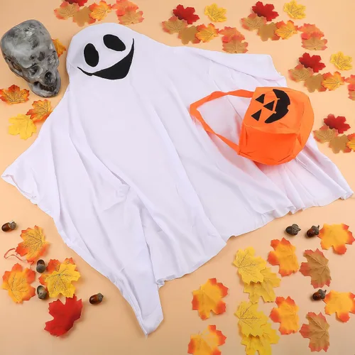Vista 4 de CCINEE Disfraz de fantasma abucheo y amistoso, vestido andrajoso unisex, suministros de juego de rol para niños pequeños, Halloween, espeluznante