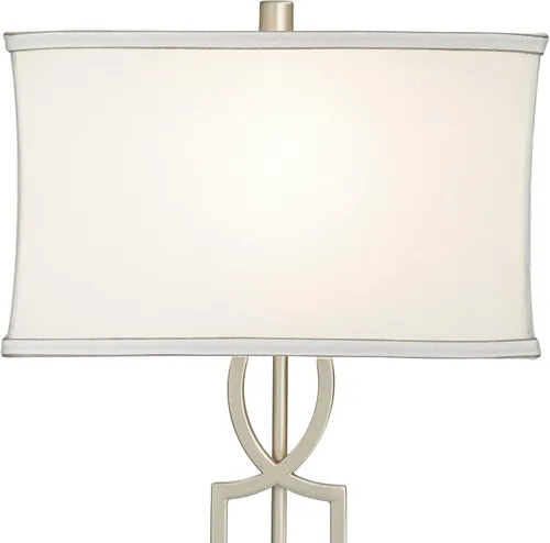 Vista 9 de 360 Lighting Evan - Juego de 2 lámparas de mesa modernas de 28 1/2 pulgadas de alto con puerto de carga USB, níquel cepillado, plateado, blanco