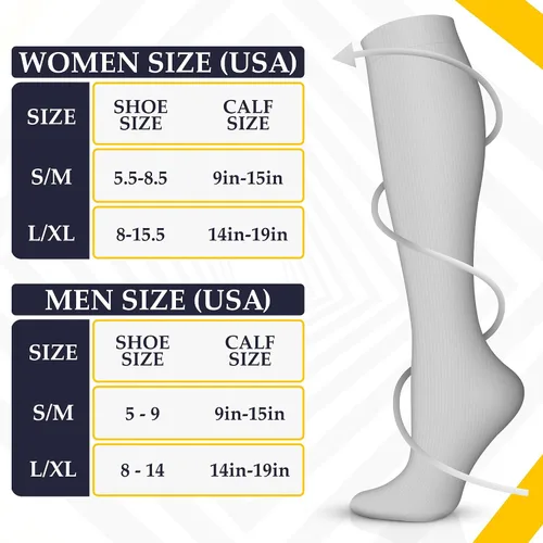Vista 6 de Calcetines de compresión para mujeres y hombres (6 pares) 15-20 mmHg son para atletismo, correr, montar, viajar, enfermería médica, mejor apoyo