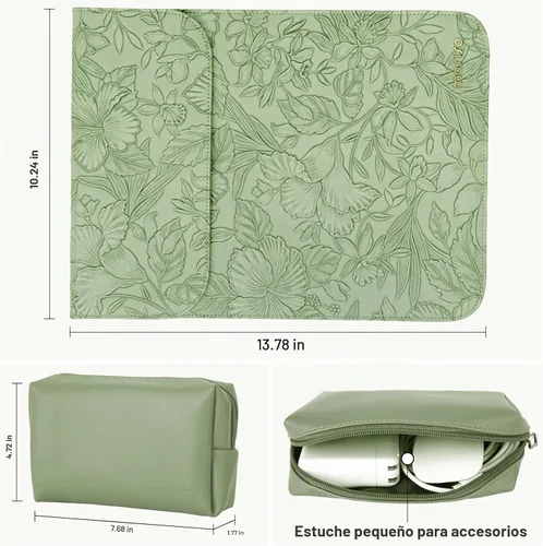 Vista 4 de MOSISO - Funda para laptop de 13.3 pulgadas, 13-13.3 pulgadas, con bolsa pequeña Verde salvia
