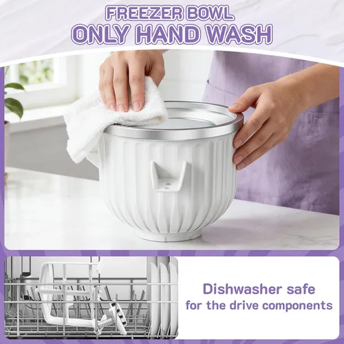 Vista 7 de Accesorio para máquina de helados KitchenAid para batidora de pie, se adapta a mezcladores KitchenAid de 4.5 cuartos de galón y más grandes, tazón