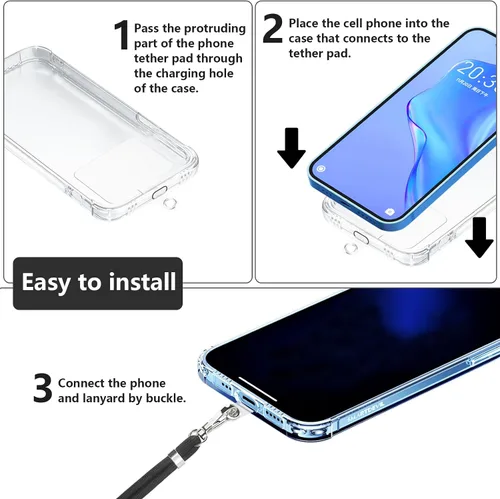Vista 7 de Cordón para teléfono celular con 3 almohadillas, correa cruzada para el hombro, correa de hombro para teléfono móvil, cadena universal ajustable