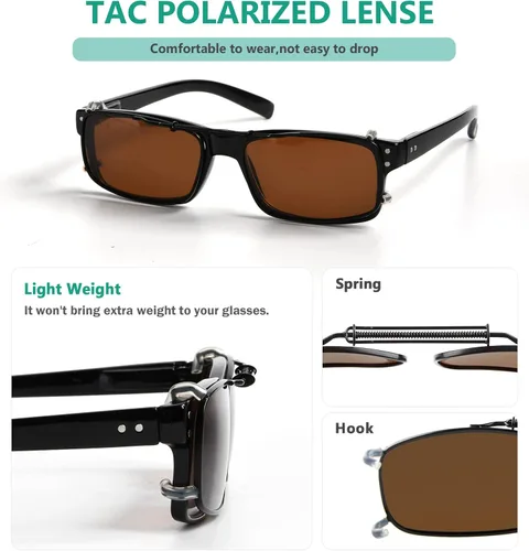 Vista 4 de Eyekepper gafas de sol polarizadas con resorte de fácil sujeción, Marrón
