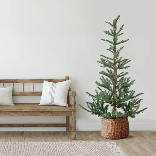 Vista 2 de Real Touch™ Árbol de Navidad artificial de abeto Nordmann preiluminado, 7.5 pies, luces LED transparentes cálidas