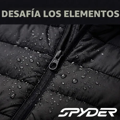 Vista 7 de Spyder Chaqueta acolchada plegable para hombre con capucha, chaquetas de invierno ligeras para hombre Negro