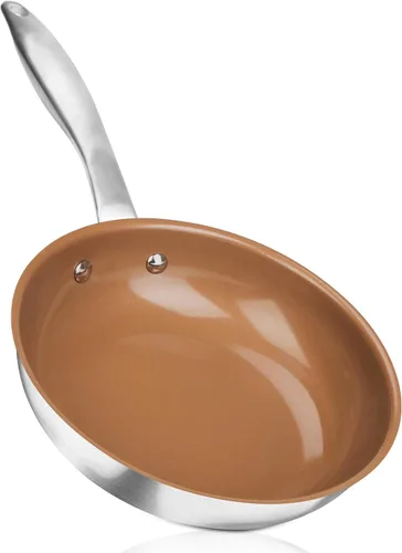 Vista 10 de Duxtop Sartén antiadherente de cerámica, sartén de inducción de acero inoxidable, sartén de 8 pulgadas con parte inferior adherida a impactos