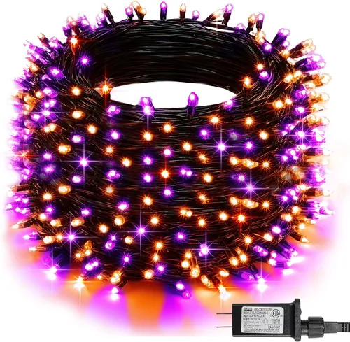 Vista 8 de Dazzle Bright - Guirnalda de luces para Halloween, 300 LED, 100 pies, 8 modos de iluminación, decoraciones para carnaval, jardín, exteriores y patio