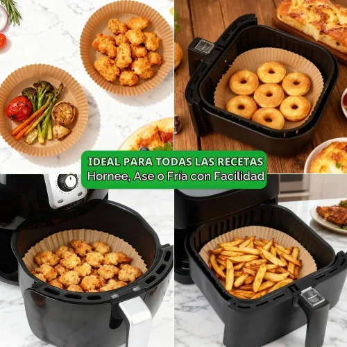 Vista 8 de BYKITCHEN 300 PCS forros desechables pequeños para freidora de aire de 2 a 5 QT, forros redondos de papel pergamino para freidora de aire