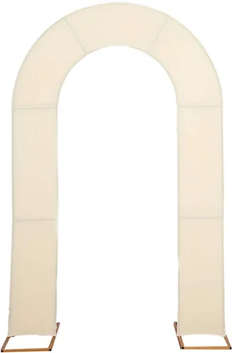 Vista 7 de Efavormart - Funda de arco abierto de elastano beige de 7 pies, doble cara, ajuste cómodo, en forma de U, para bodas escandalosas y decoración