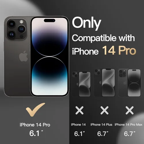 Vista 2 de JETech Funda para iPhone 14 Pro de 6.1 pulgadas, resistente protección resistente de doble capa, a prueba de golpes, funda protectora resistente