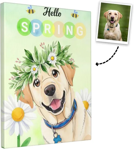 Vista 13 de Nxwdwqa Impresiones en lienzo estadounidenses personalizadas con fotos de tu mascota, arte de pared de lienzo americano personalizado, carga tu foto