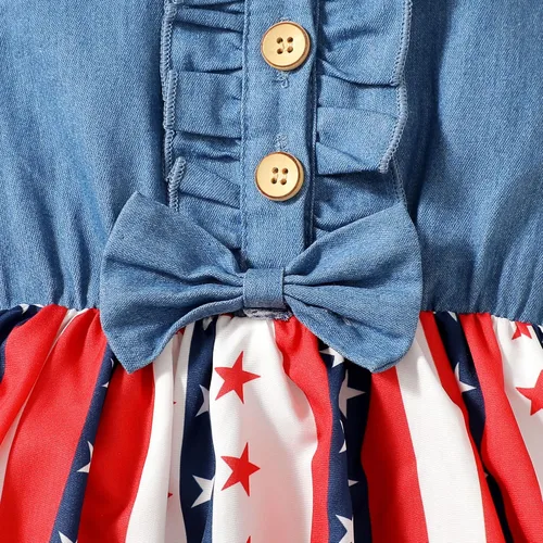 Vista 4 de LYSMuch Traje del Día de la Independencia para niñas pequeñas, vestido de bandera estadounidense del 4 de julio, ropa patriótica para niños