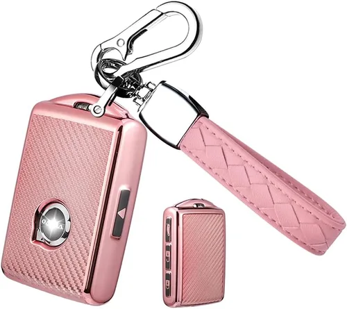 Vista 8 de Funda para llavero de automóvil con textura de fibra de carbono de TPU con llavero que se adapta a Volvo XC90, XC60, XC40, S60, S90, V90, V60