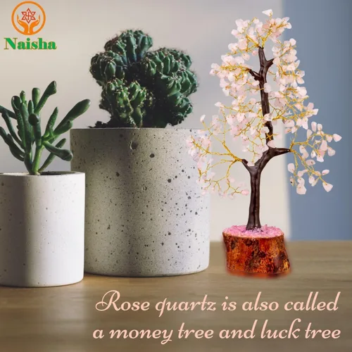 Vista 8 de NAISHA Árbol de la vida de cuarzo rosa, árbol de chakras para energía positiva, figura de Feng Shui, piedra preciosa hecha a mano, bonsái de árbol