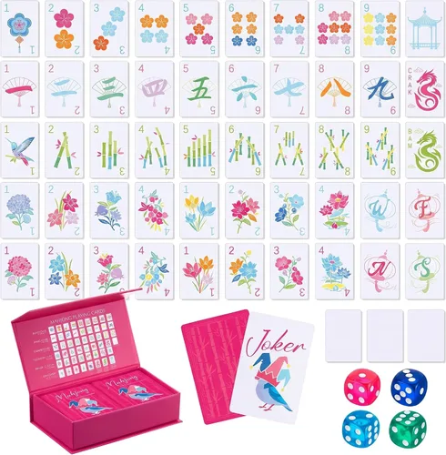 Vista 7 de Soulchen Juego de tarjetas de Mahjong americano de PVC de 168 piezas Boho