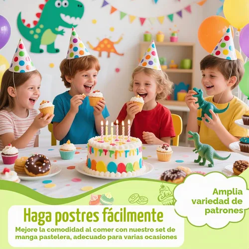 Vista 5 de FANTEXY Juego de Jeringas para Decorar Postres, Kit de Manga Pastelera de Acero Inoxidable, Herramientas para Decorar Pasteles, 6 Boquillas de Manga