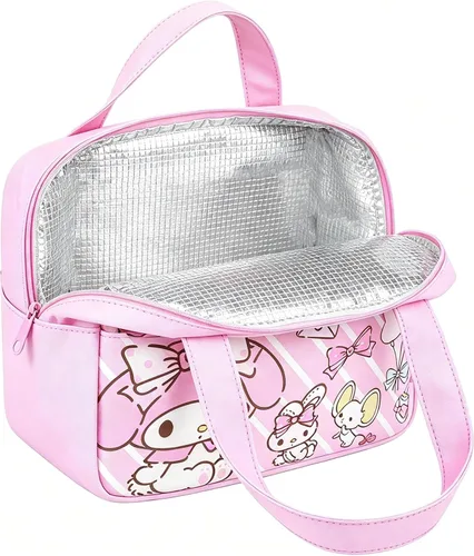 Vista 9 de Roffatide Bolsa de almuerzo de anime a prueba de fugas, impermeable, reutilizable, contenedor de almuerzo para picnic (azul)