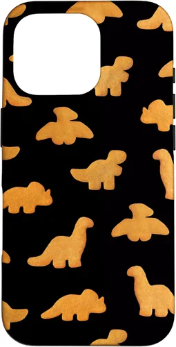 Vista 20 de iPhone 16 Dinos - Patrón de pepitas de pollo Divertida funda negra de dinosaurio realista