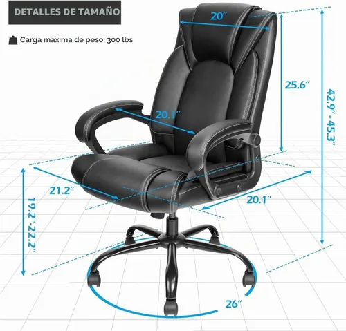 Vista 2 de OUTFINE Silla de Oficina Silla de Oficina Ejecutiva Silla de Escritorio Silla de Computadora con Cojín de Resorte de Cuero Resistente a