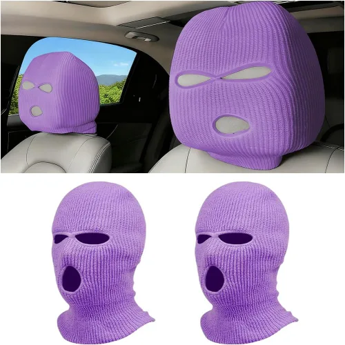 Vista 7 de 2 piezas de fundas para reposacabezas de automóvil, protector de cara completa personalizado y divertido para vehículos, envoltura de protección