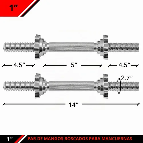 Vista 2 de JFIT - Juego de 2 manijas de mancuernas roscadas, con collares de estrella, se adapta a platos estándar de 1 pulgada