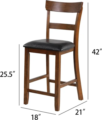 Vista 3 de ERGOMASTER Juego de 2 sillas de comedor, sillas de bar de granja de 25.5 pulgadas, taburetes de bar de madera de goma con respaldos, taburetes