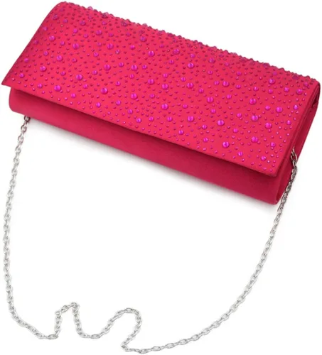 Vista 2 de Elegante bolso de noche de embrague de cristal con solapa de satén - colores diff Avail